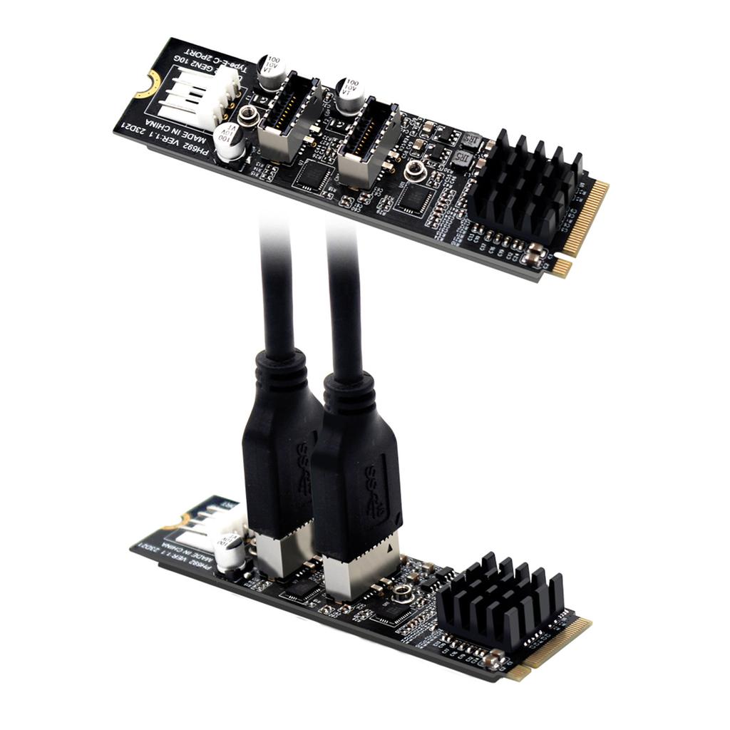 M2 M-key NVME PCIE на 2-портовую карту расширения USB3 10G Высокопроизводительный чип-адаптер ASM3142 с радиатором