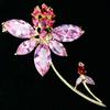 Vintage Flowers Brooch Womens Crystal Rhinestones Brooches Gold Tone Pin Jewelry
