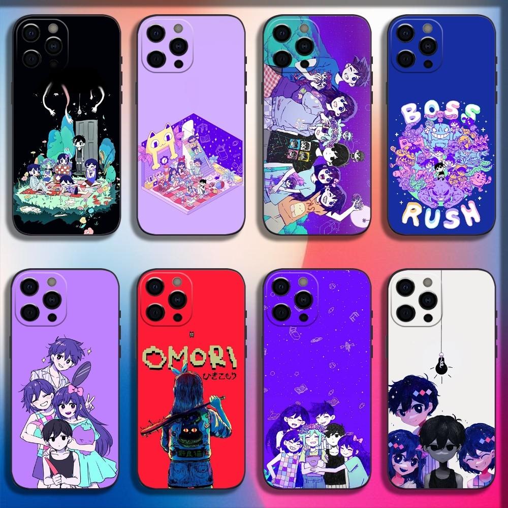 Чехол для телефона O-Omori Game для iPhone 16,15,14,13,12,11,Pro,X,XS,Max,XR,Plus,Mini Мягкий черный чехол