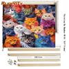 RUOPOTY Acrylic Paint By Numbers Colorful Cats Oil Painting By Numbers On Canvas Animals 40x50cm Frameless DIY Home Decor Wall Art