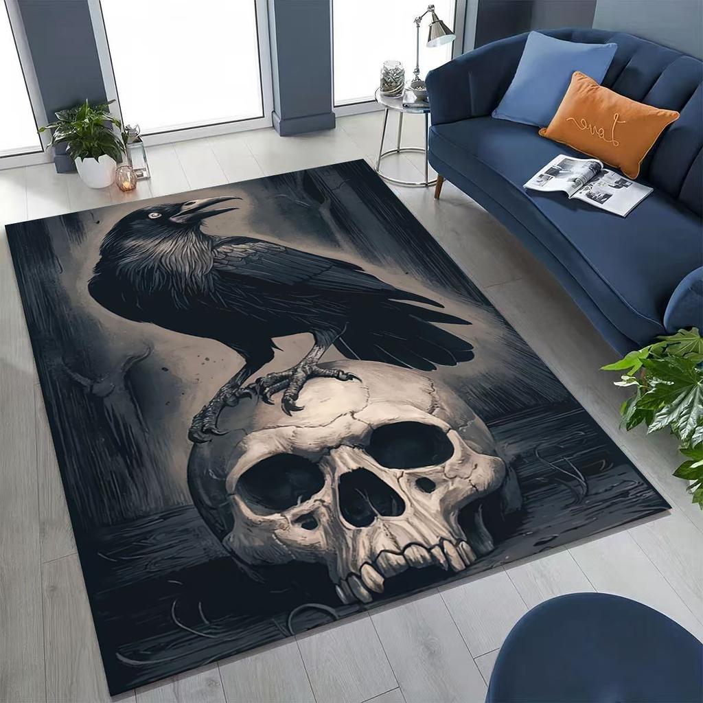 Viking Oding Raven Crow Huginn Muninn Norse Mythology Rug for Bedroom Living Room Sofa Home Doormat Decor,Kid Non-slip Floor Mat