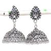 Натуральные индийские серьги Jhumki с драгоценным камнем, серебряные серьги в этническом стиле Бали, 1,97 дюйма, h2I67