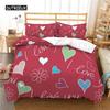 3D Love Heart Duvet Cover Microfiber Romantic Love Affection Theme Bedding Set King Full For Kids Teen Valentines Day Room Decor