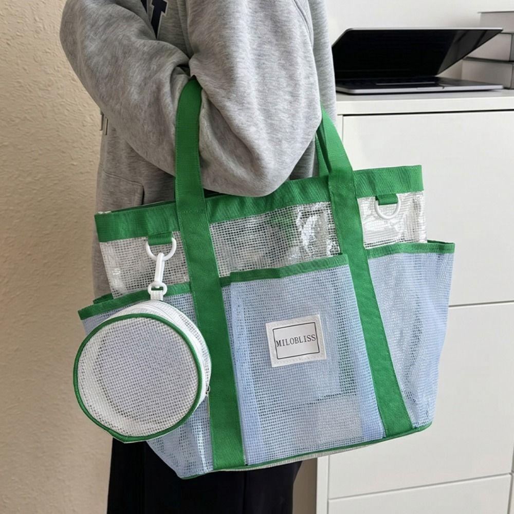 Large Capacity Mesh Swimming Bag Waterproof Shoulder Bag Portable Beach Tote Bag Beach