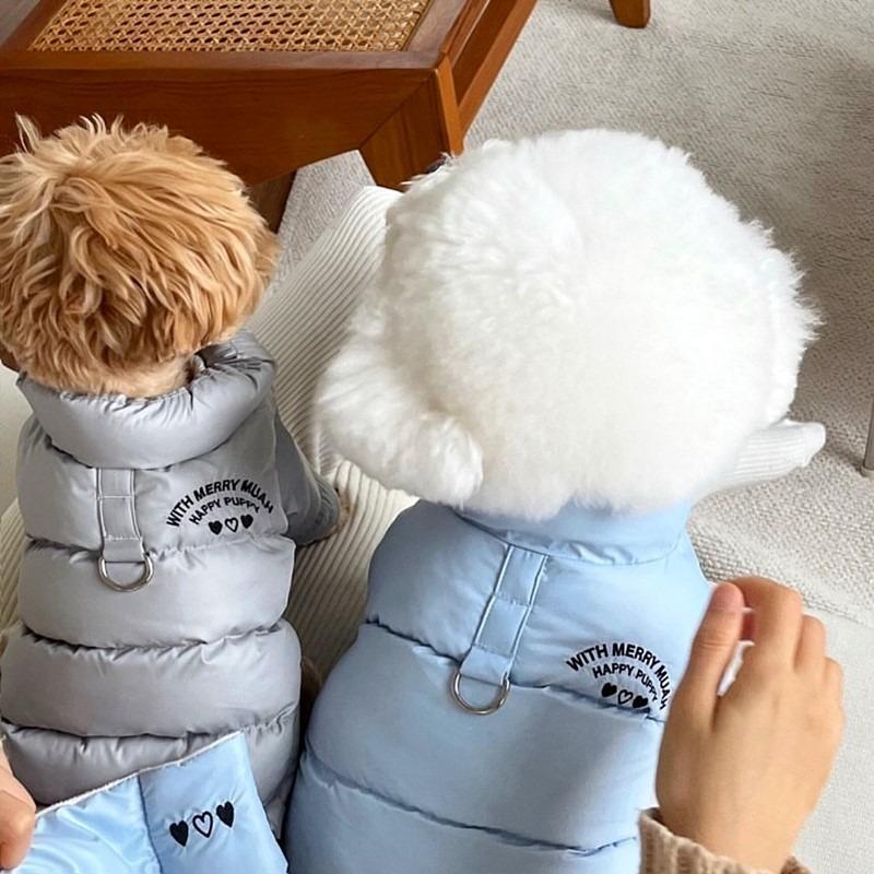 Winter Dog Clothes Pet Thickened Cotton Coat Teddy Letter Print Down Jacket Small Dog Yorkshire Warm Coat XS-XL