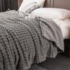Grey Striped Blanket Thickened Milk Velvet Soft Bedspread Warm For Office Sofa Bed Household Car Air Conditioning Chair Blanket