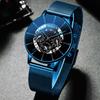 Luxury Men 'S Fashion Business Calendar Watches Blue Stainless Steel Mesh Belt Analog Quartz Watch Relogio Masculino Mens Watch