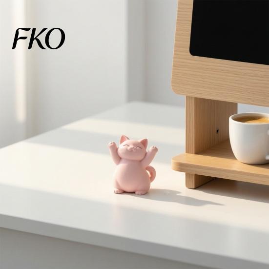 Luxury Cat Sculptures 3D Printed Pink Hugging Figurine, Adorable Sitting Kitten Statue with Raised Paws, Stable Statues Kawaii Desk Car Dashboard