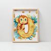 Poster Cheerful Monkey On The Letter "O Poster Cheerful Monkey On The Letter "O, 40X50 Cm, Gold Aluminum Frame, 230 Gsm Matte Paper