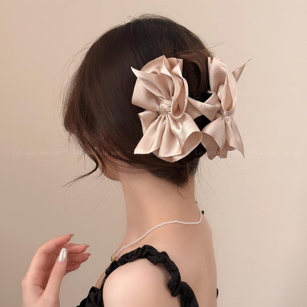 Большая атласная заколка для волос с бантом — высококачественный корейский стиль для женщин