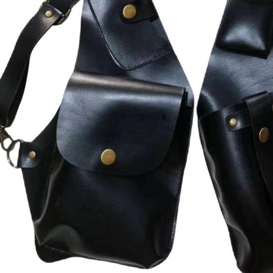 Сумка-слинг, противоугонная сумка-ремень в средневековом стиле стимпанк, кошелек из гладкой искусственной кожи, регулируемый ремень, декор из заклепок, сумка через плечо на две руки