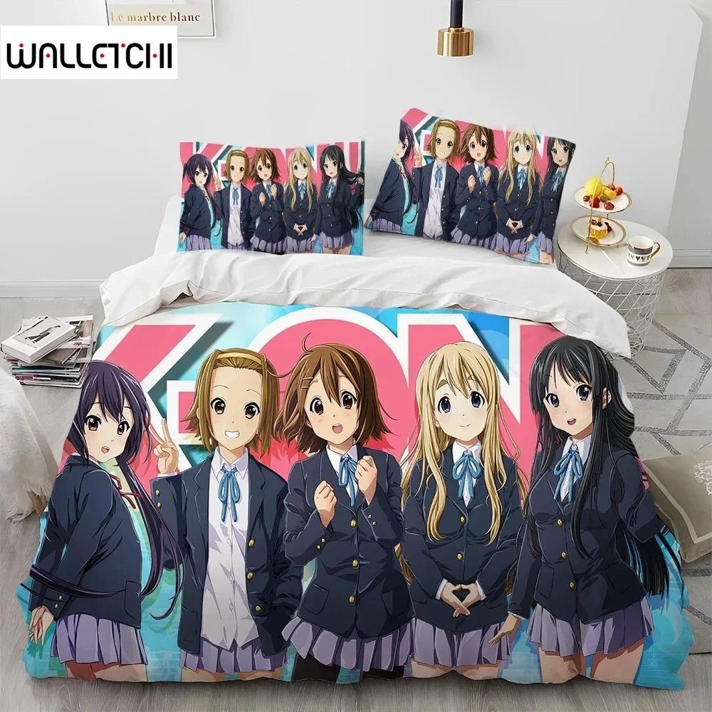 3D Печать Аниме K-ON Милая Кавайная Девочка Комплект Постельного Белья Пододеяльник Постельный Комплект Пододеяльник Наволочка Одеяло Размер King Queen Мальчики Взрослый Инструмент