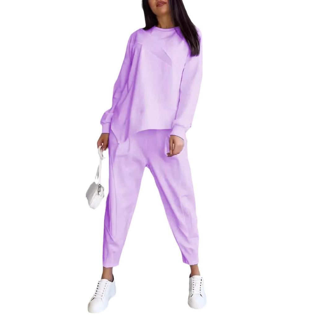 2024 Осень/Зима Женский Повседневный Свободный Крой Круглый Вырез Необычный Длинный Рукав Свитшот Комплект