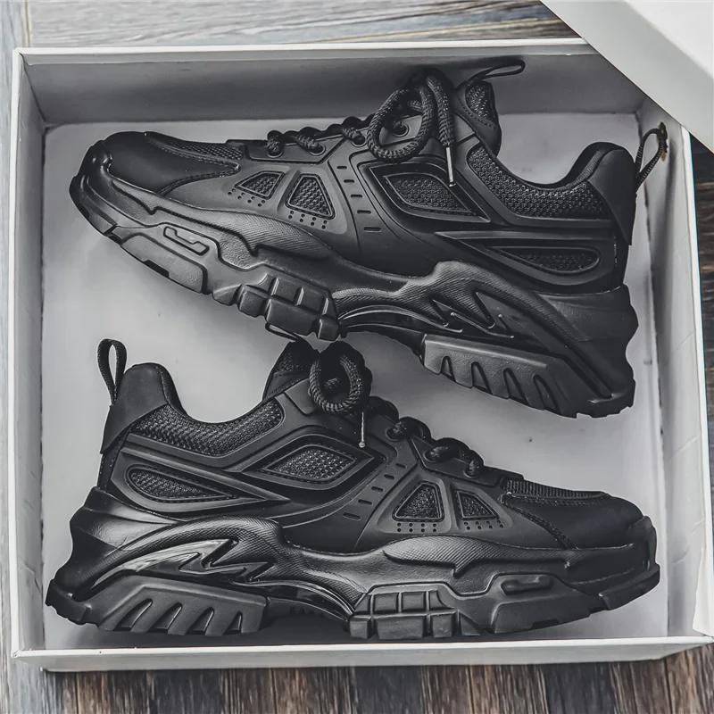 Мужские модные кроссовки из дышащей сетки 2025 года на весну — повседневные, низкие, на толстой подошве для папы-подростков