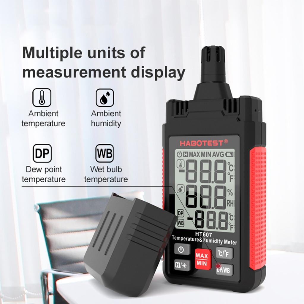 HABOTEST HT607 Цифровой гигрометр Ручной измеритель температуры и влажности Термогигрометр с ЖК-дисплеем