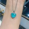 Jewelry Colored Treasure Retro Necklace Set With Imitation Paraiba Egg Heart 12 * 12 Pendant Necklace Female