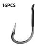 16pcs Anti-dropping Giant Hook Offset Barbed Hook for Black Carp Fishing Angled Point Design with Anti-Slip Barb Anchor Hook Bold Bulk Fishing Hook