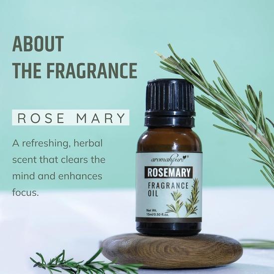 Эфирное масло Aromahpure | 15 мл | Масло розмарина для ароматизации дома | Лучшее для ароматерапии | Освежители воздуха, мыло, сертифицировано IFRA