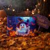Portable Storage Bag Halloween Bag, with Colorful Cartoon Ghost Print, Durable Canvas Pouch Makeup Zipper Large Capacity Lightweight Travel