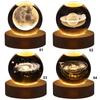 LED Crystal Ball Night Light Crystal Ball Lamp Glowing Milky Way System Crystal Ball with Wooden Base USB Charging Gift for Kids