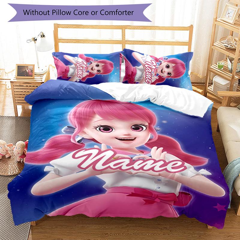 3pcs Catch Teenieping Magic Sweethear5 Cover Set - Personalized Name, HD Printed Bedding with 1 Cover and 2 Pillowcases - Perfect for Home Decor