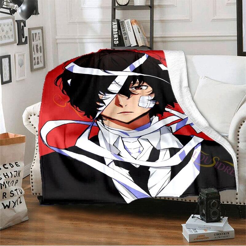 Манга Бунго Бродячие собаки Дазай Осаму Накинуть одеяло на кровать Одеяло на диван Декоративные решетчатые покрывала Чехлы на диван