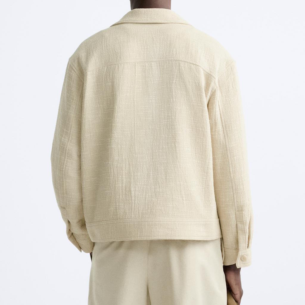 Zara Свободная куртка с V-образным вырезом и длинным рукавом Мужские куртки Off-White 6861301-712