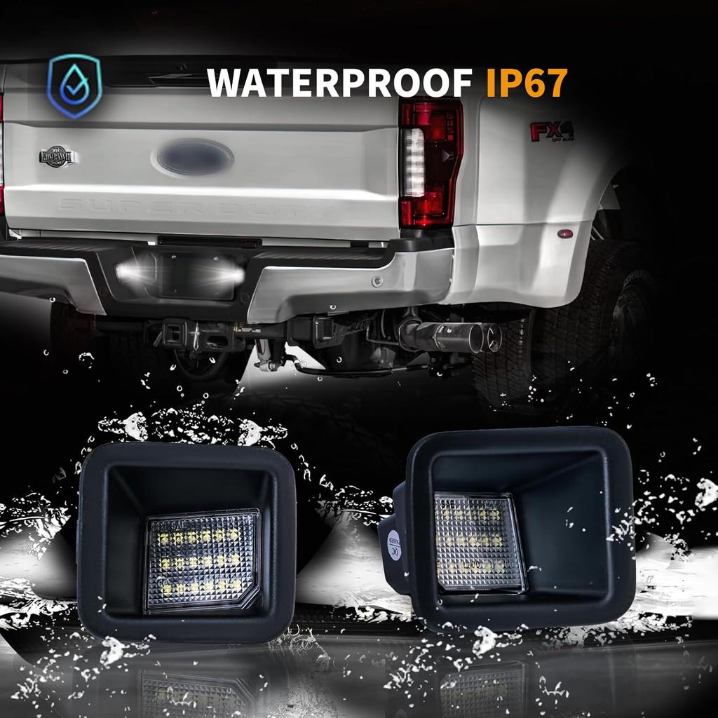 LED License Plate Light For 2017-2025 Ford F250 F350 F450 Super Duty Pickup Truck Tag Lamp Assembly With Socket, 6000K White 2PCS