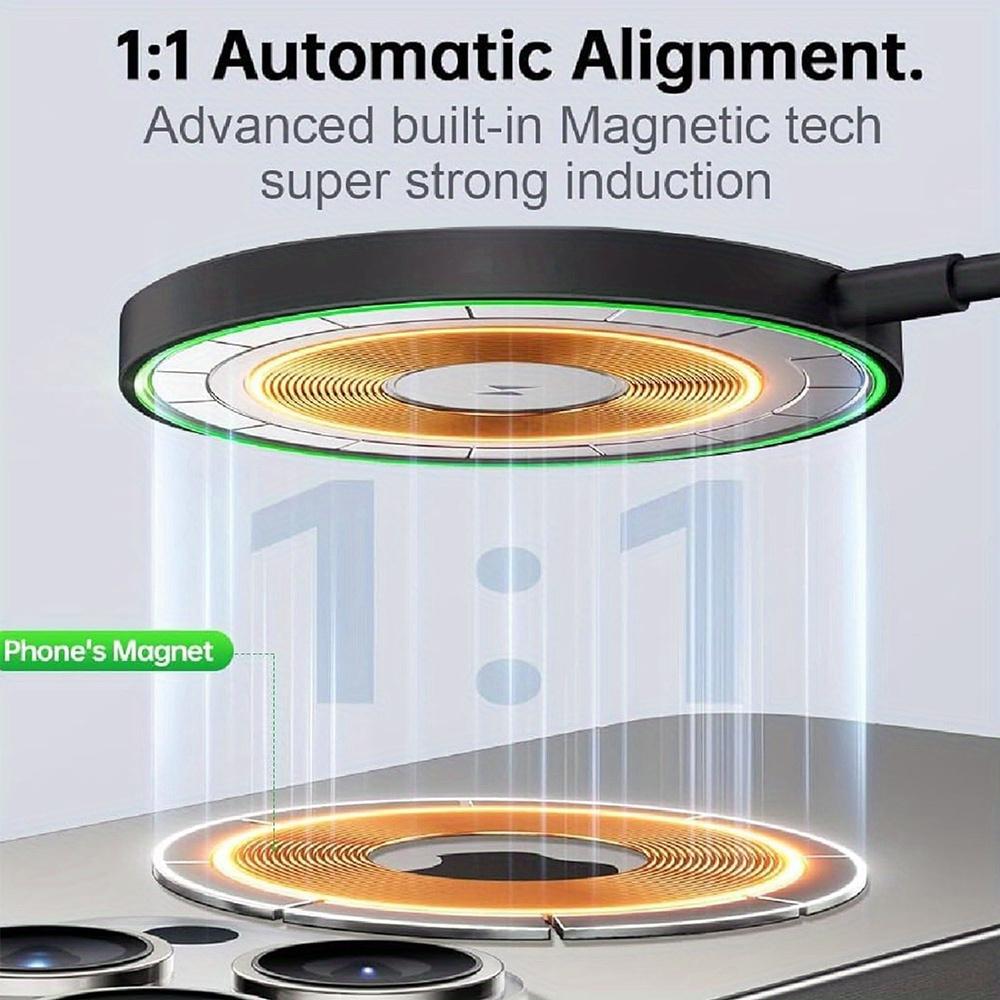 Магнитное беспроводное зарядное устройство мощностью 15 Вт для быстрой зарядки, подходит для iPhone 16, 15, 14, 13, 12 Pro Max, Airpods, двойной вход USB-C/A