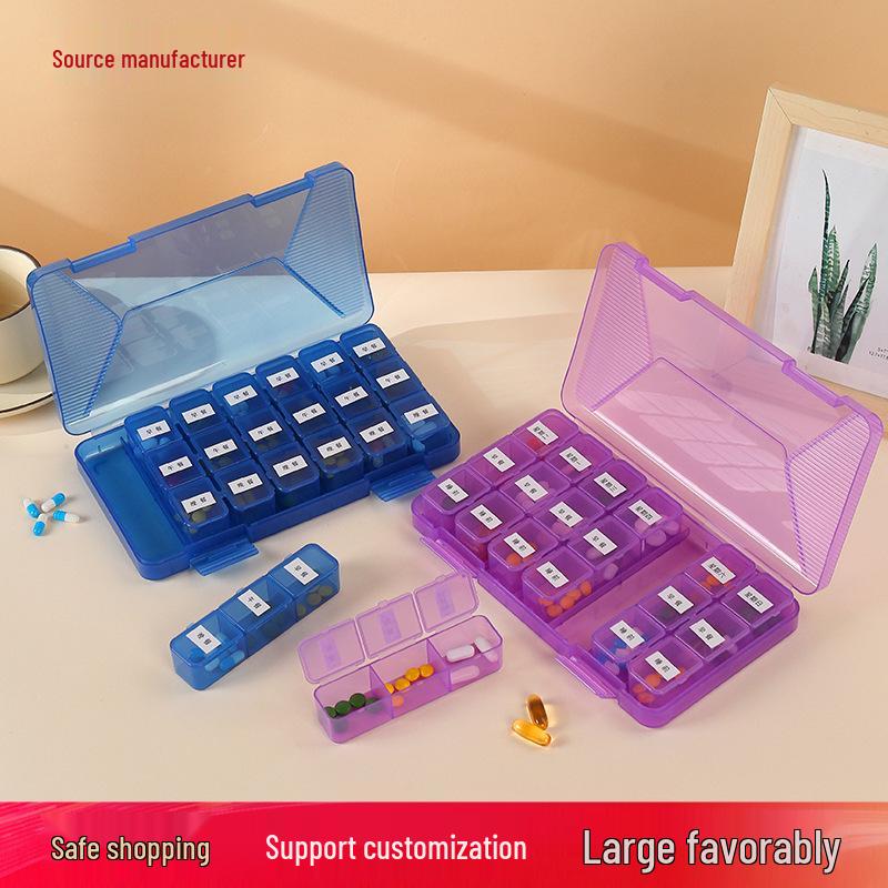 Weekly Pre-Portioned Pill Box for Elderly - Portable 3 Meals a Day Organizer