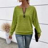 Осень и Зима Повседневный Однотонный Топ на Молнии Женские Пуловеры и Длинные Рукава