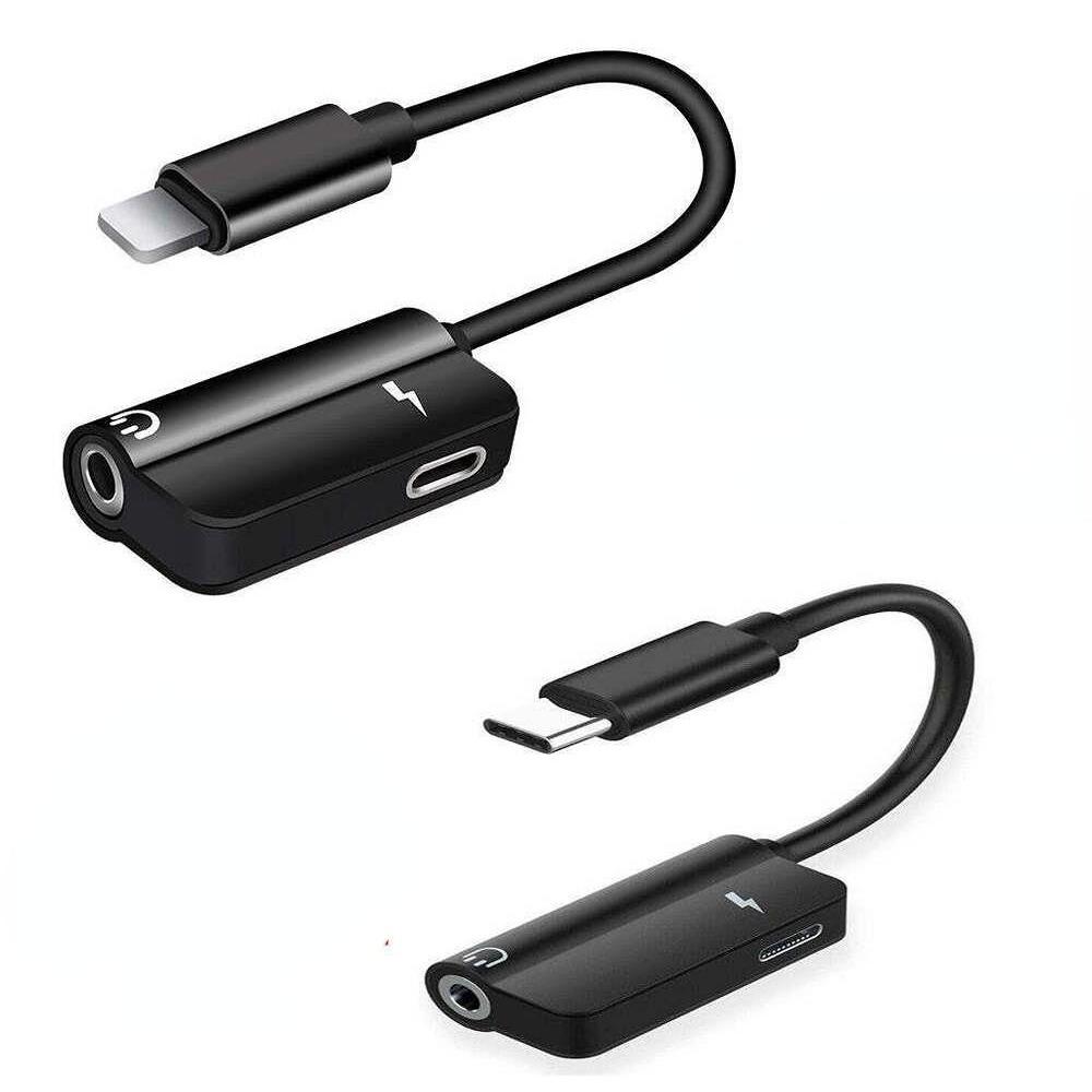 Адаптер для наушников 2 в 1, совместимый с аудио AUX Lightning на 3,5 мм, разъем для зарядки преобразователя