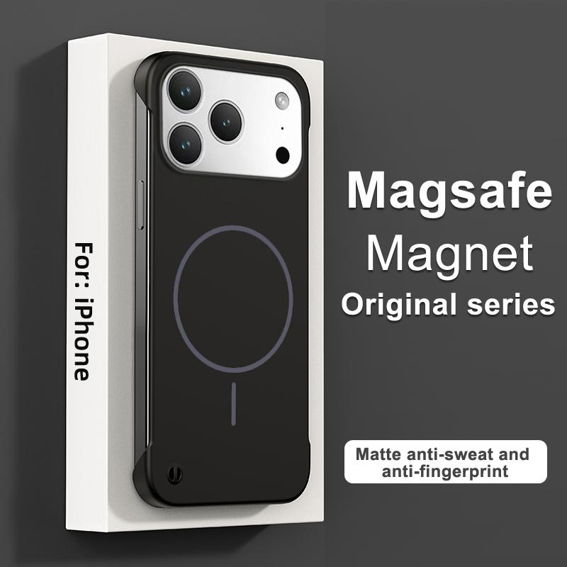 For Magsafe Frameless Magnetic Wireless Charge Case For iPhone 17 Air 16 15 14 13 12 11 Pro Max 16E Ultra Thin Matte PC Cover