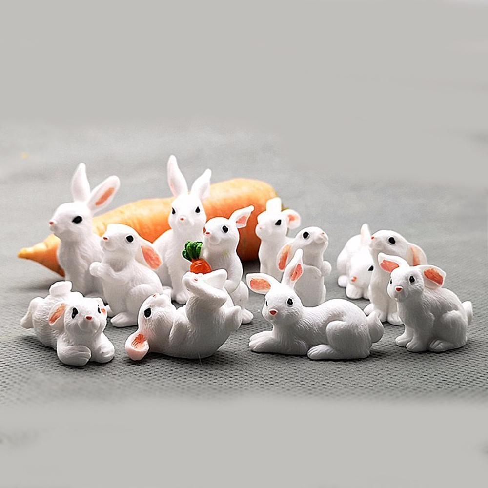 Mini Animal Craft Fairy Garden Micro Landscape Resin Bunny Statue Miniature Rabbit Figurine