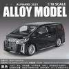 1:18 2023 Alphard Alloy Car Model Diecast Metal Toy Commercial Vehicles Car Model Simulation Sound and Light Gift