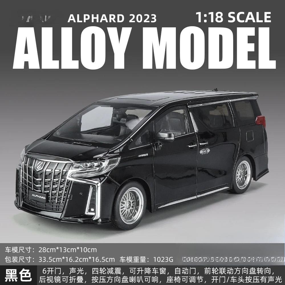 1:18 2023 Alphard Alloy Car Model Diecast Metal Toy Commercial Vehicles Car Model Simulation Sound and Light Gift