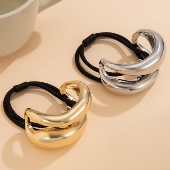 Metal Ponytail Holder Hair Cuff Punk Golden Silver Color Alloy Half Circle Elastic Hair Tie Metal Ring Hair Band Wrap Women Girls Hair Accessories