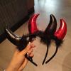 Black Feather Ox Horns Headband Headpiece Demon Hair Hoop  Halloween Costume Accessories