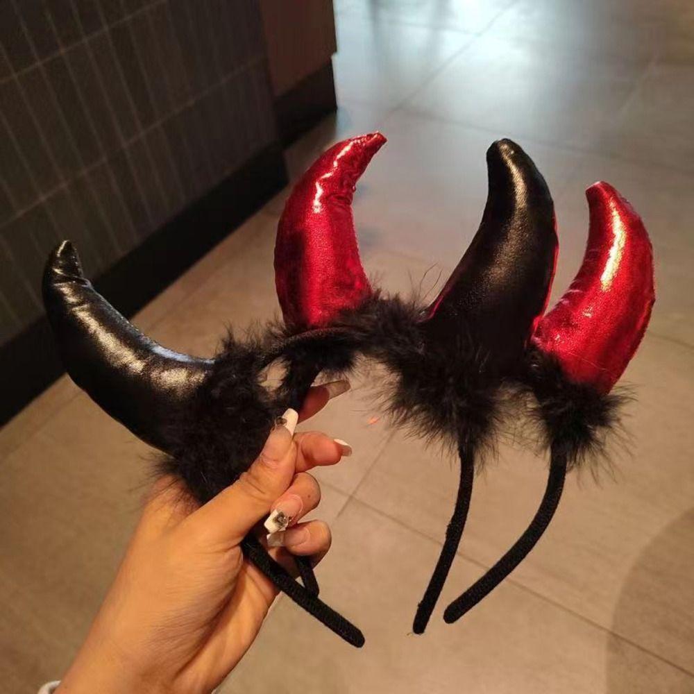 Black Feather Halloween Hair Band Headpiece Demon Hair Hoop  Witch Hair Accessories