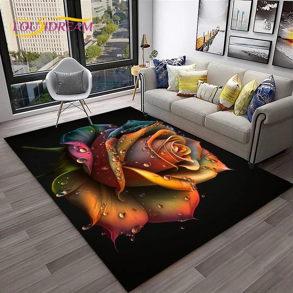 Ковер в скандинавском стиле с розой и цветами любви для дома, гостиной, спальни, дивана, коврика, декор, детский игровой коврик, нескользящий напольный коврик