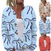 Women's Fashion Bow Print Long Sleeve Knitted Cardigan Button Down Jacket