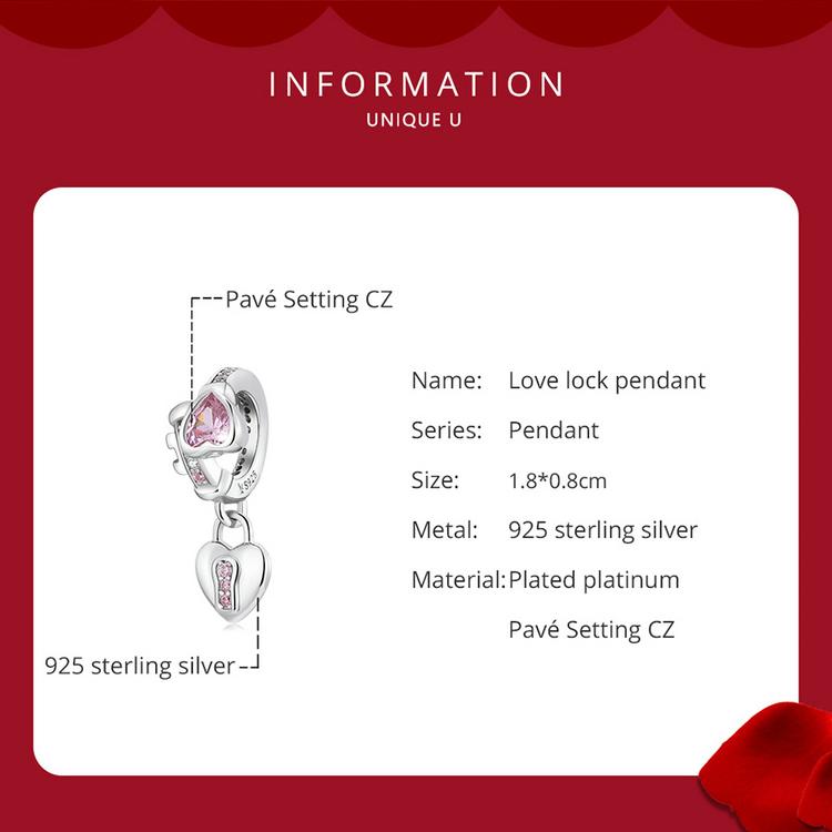 BAMOER Стерлингового Серебра 925 пробы Любовь Замок Подвески для Женщин Оригинальный Браслет Изящные Ювелирные Изделия Подарок на День Святого Валентина