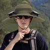 Outdoor Hat with Dual Power Supply Fan Summer Wide Brim Sun Hat Cooling Fishing Hiking Sun Protection Hat