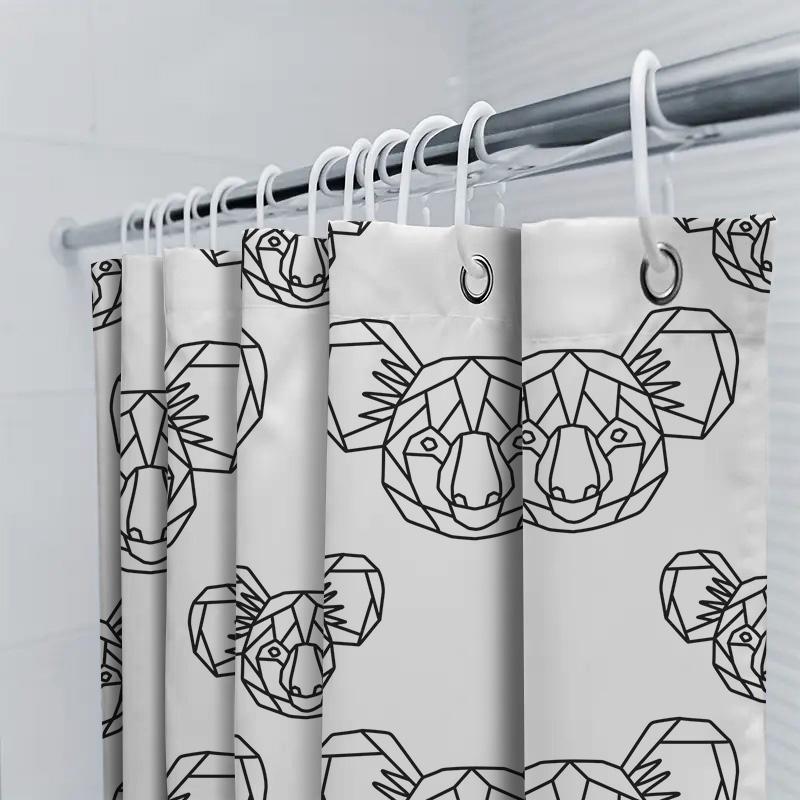 Black White Koala Geometric Shower Curtain Home Decor Bathroom Accessory for Kids Room Extra Long 72x84 inches Waterproof Fabric