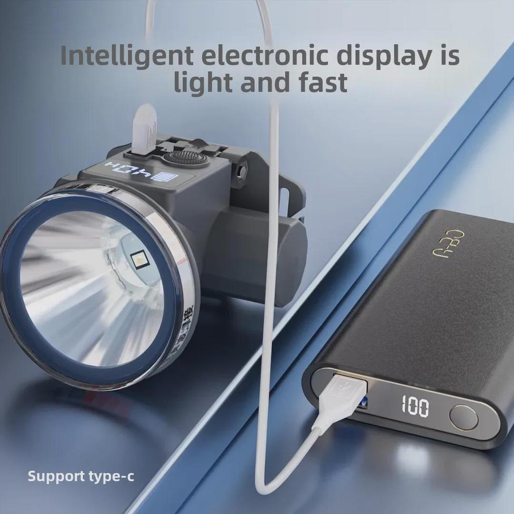 Перезаряжаемый водонепроницаемый светодиодный налобный фонарь для ночной рыбалки — супер яркий, долговечный и с большим радиусом действия