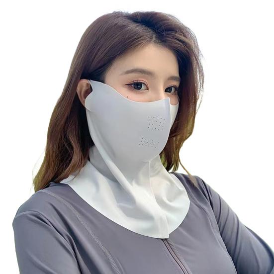 Summer Face Guard Moisture-Wicking Fabric Breathable Elastic Neck Gaiter Sun Protection Ice Silk Face Guard