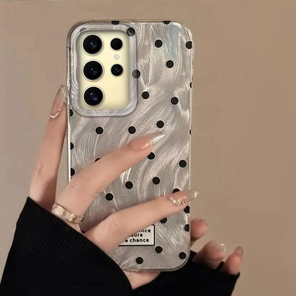 Черный чехол для телефона с текстурой перьев и круглыми точками для Samsung Galaxy S25 Edge S24 S23 S22 S21 FE Plus Ultra Женский Девичий Чехол-накладка