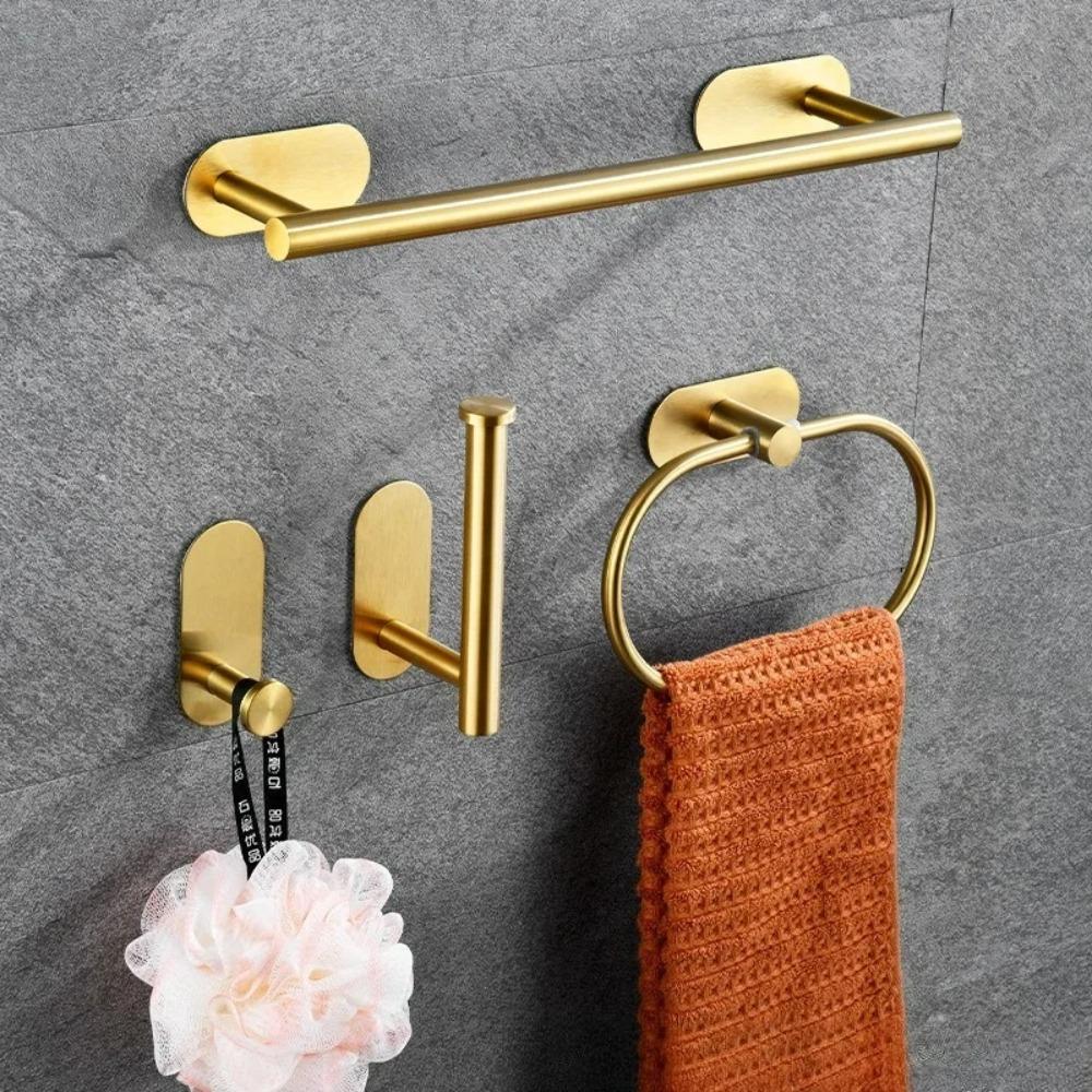 Вешалка для полотенец в ванную черная, кольцо-держатель для полотенца для рук, рейлинг, кухонные аксессуары для хранения, держатель для полотенец из нержавеющей стали, самоклеящийся