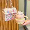 Giving A Girl Birthday Gift for A High Looking Rabbit Ceramic Cup with Lid Cake Mug Bestie Souvenir Gift Box