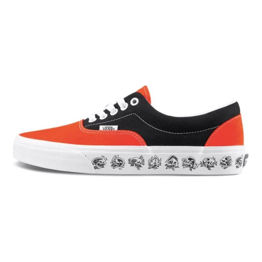 Vans Era Skeleton Printing Ретро Повседневные Холщовые Кеды Черный Оранжевый Цветоблок 'Черный Оранжевый' Vans VN0A38FRT5M
